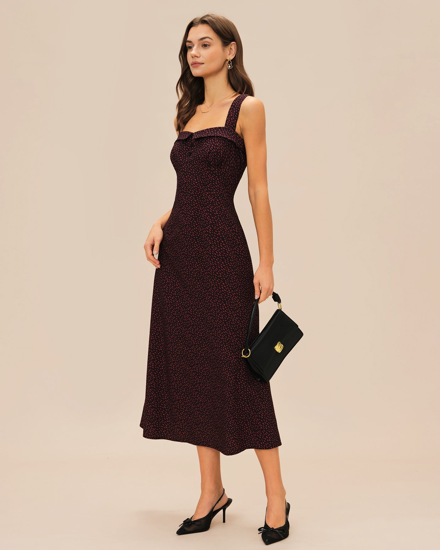 Weinrotes Midi-Slip-Kleid