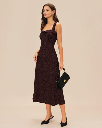 Weinrotes Midi-Slip-Kleid