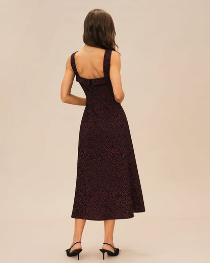 Weinrotes Midi-Slip-Kleid
