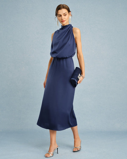 Blaues Midi-Tunika-Kleid „Turtle“
