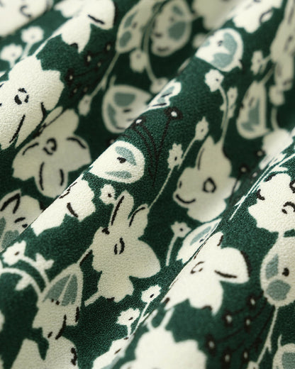 Grünes Blumen-Midi-Kleid mit V-Ausschnitt