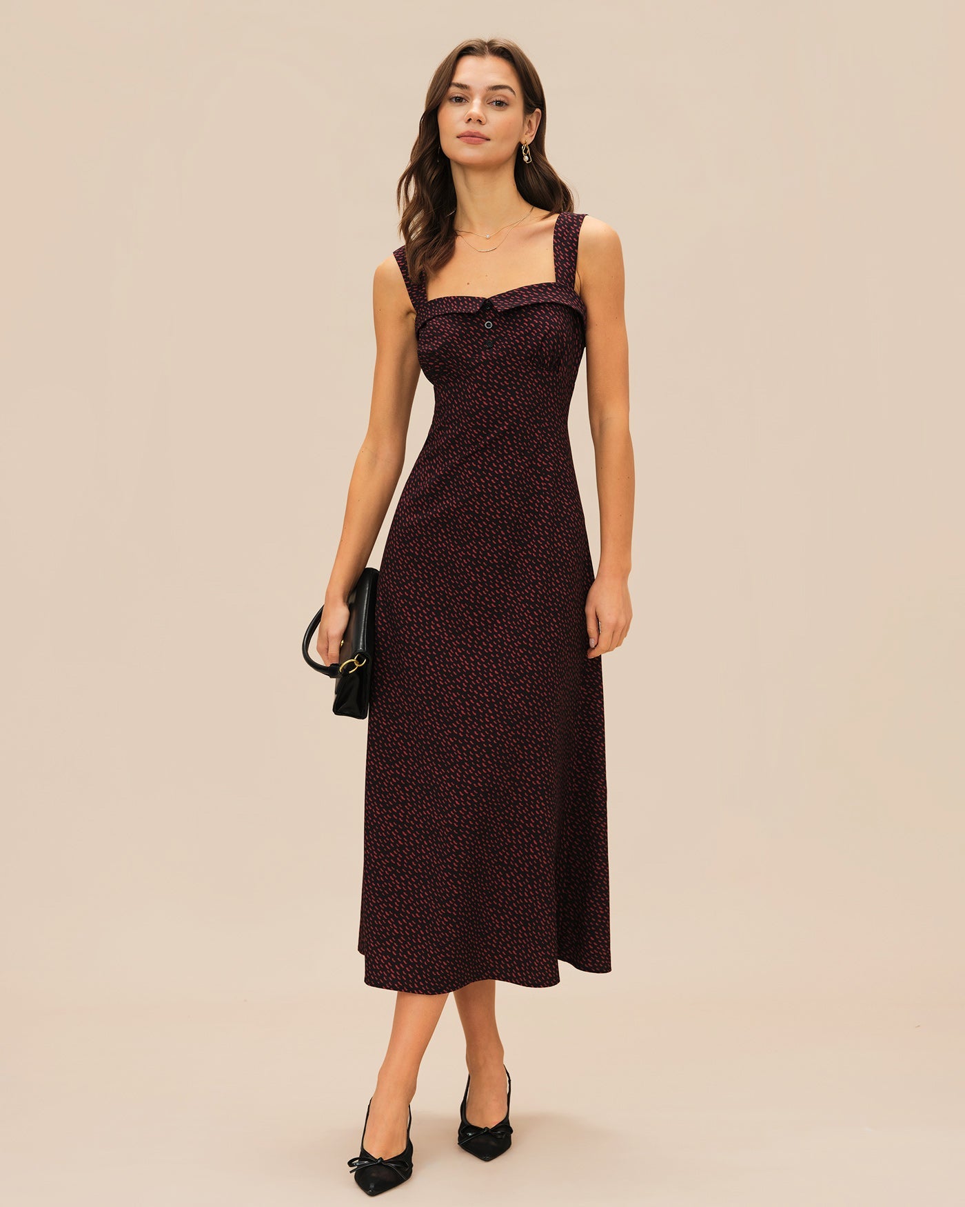 Weinrotes Midi-Slip-Kleid