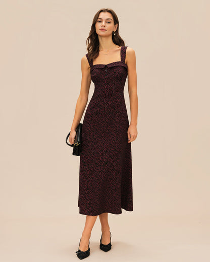 Weinrotes Midi-Slip-Kleid