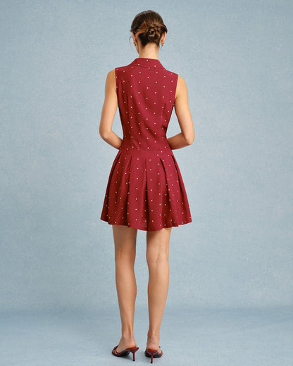 Rot gepunktetes Minikleid