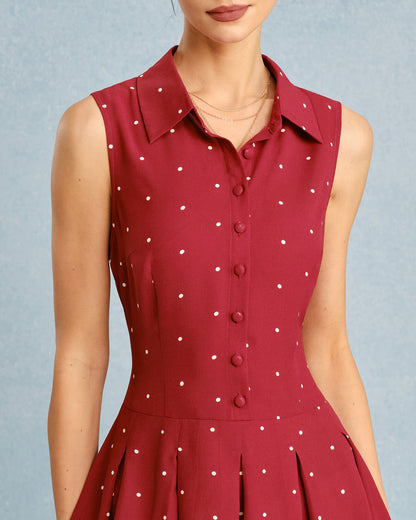Rot gepunktetes Minikleid