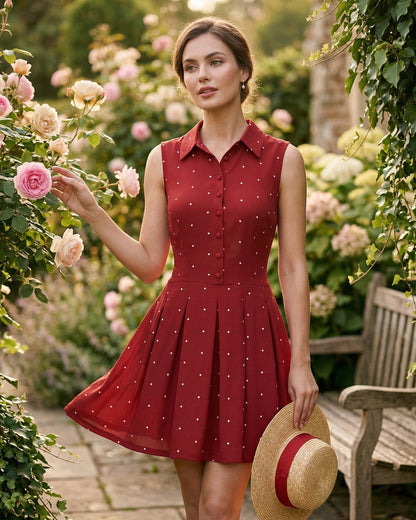 Rot gepunktetes Minikleid