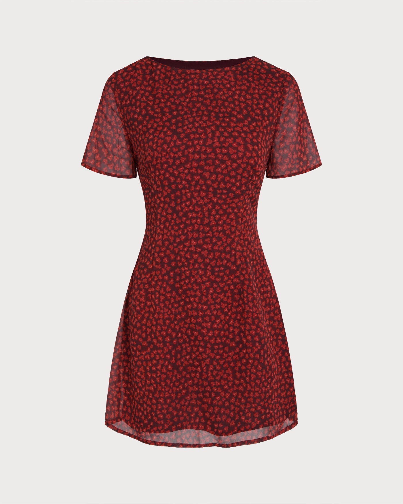 Rotes Neckholder-Minikleid mit Blumenmuster