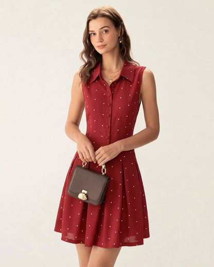 Rot gepunktetes Minikleid