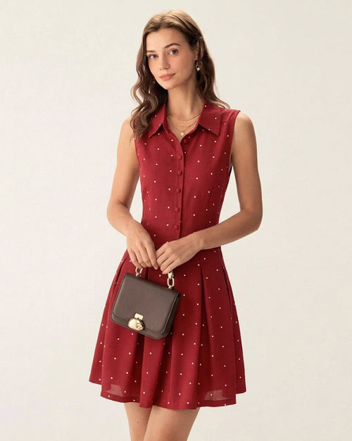 Rot gepunktetes Minikleid