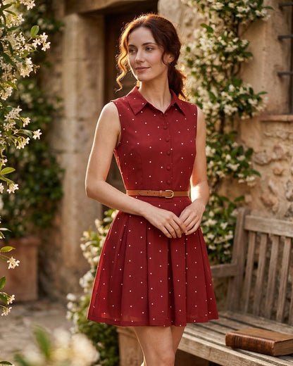 Rot gepunktetes Minikleid