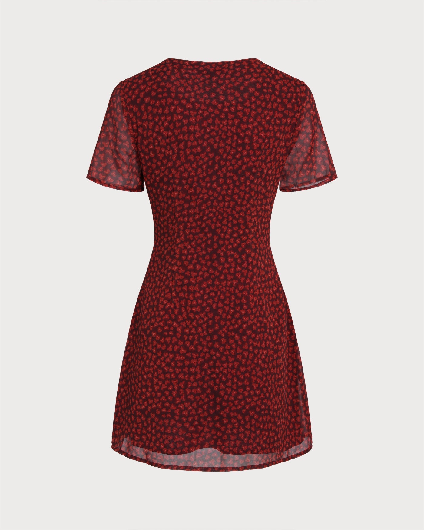 Rotes Neckholder-Minikleid mit Blumenmuster