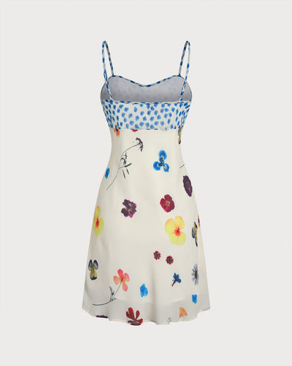 Apricot Floral A-Line Slip Mini Dress