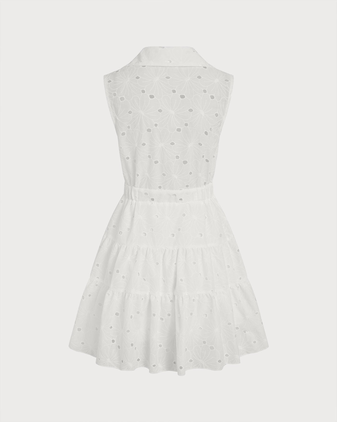Weißes, ärmelloses Minikleid mit Kragen