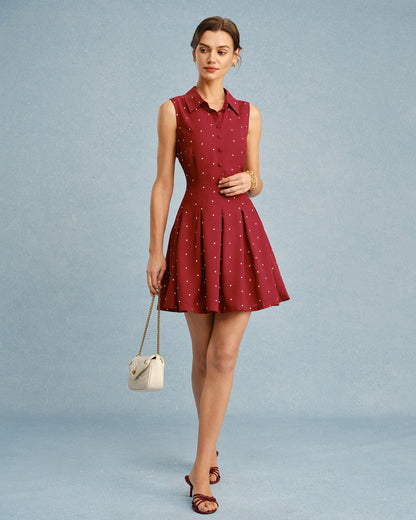 Rot gepunktetes Minikleid