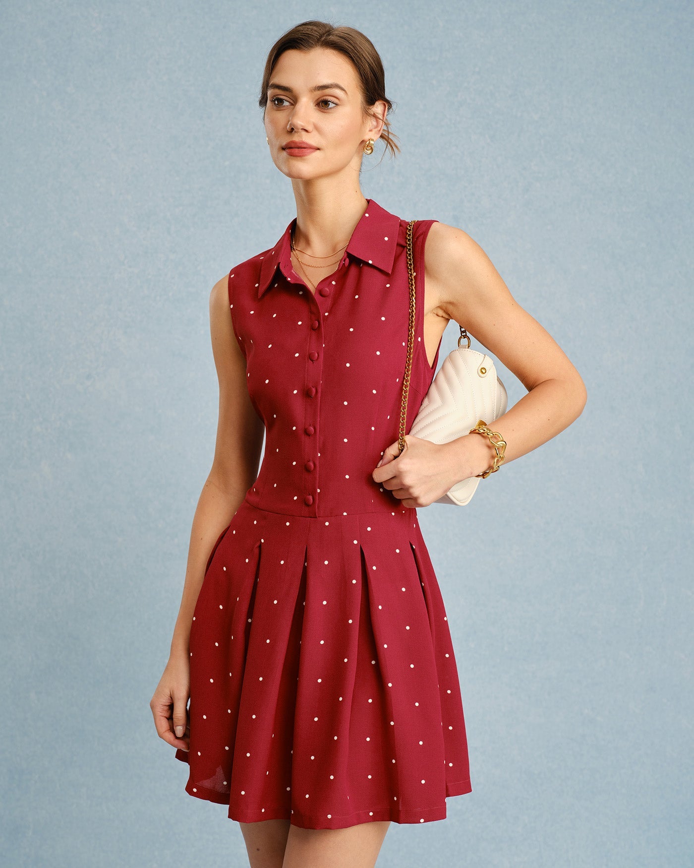 Rot gepunktetes Minikleid