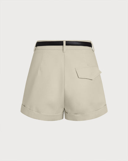 Pantaloncini grigi con cerniera e cintura