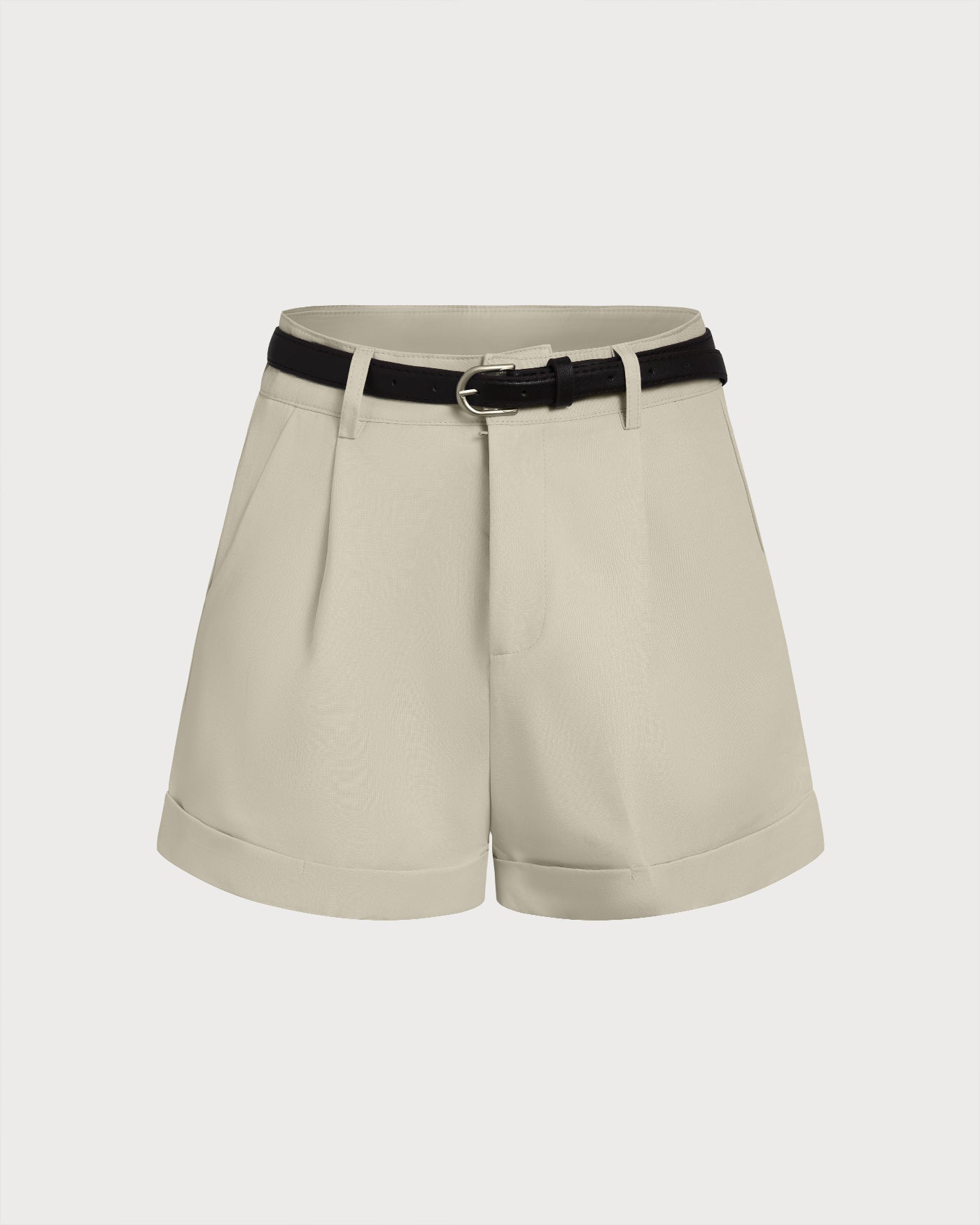 Pantaloncini grigi con cerniera e cintura