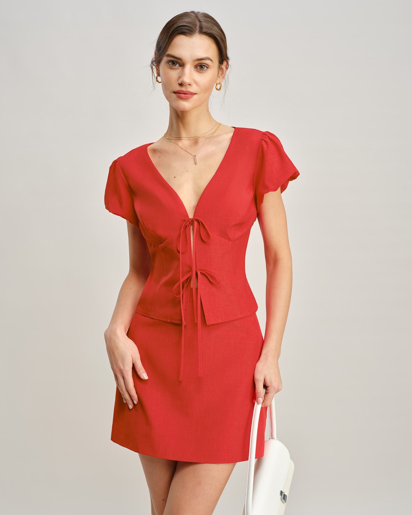 Roter A-Linien-Minirock mit Taschen