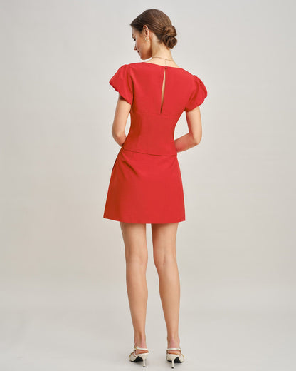 Roter A-Linien-Minirock mit Taschen