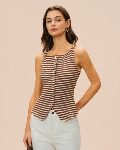 Braunes Tanktop mit eckigem Ausschnitt