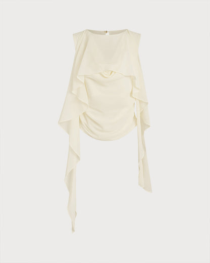Apricot Round Neck Ruched Tee