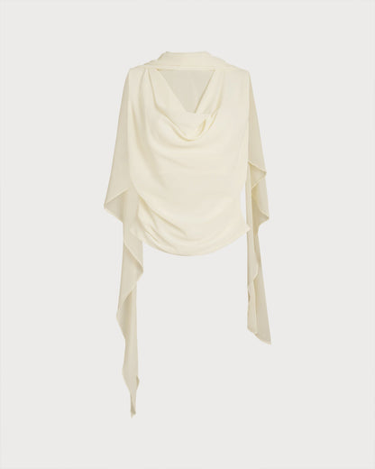 Apricot Round Neck Ruched Tee