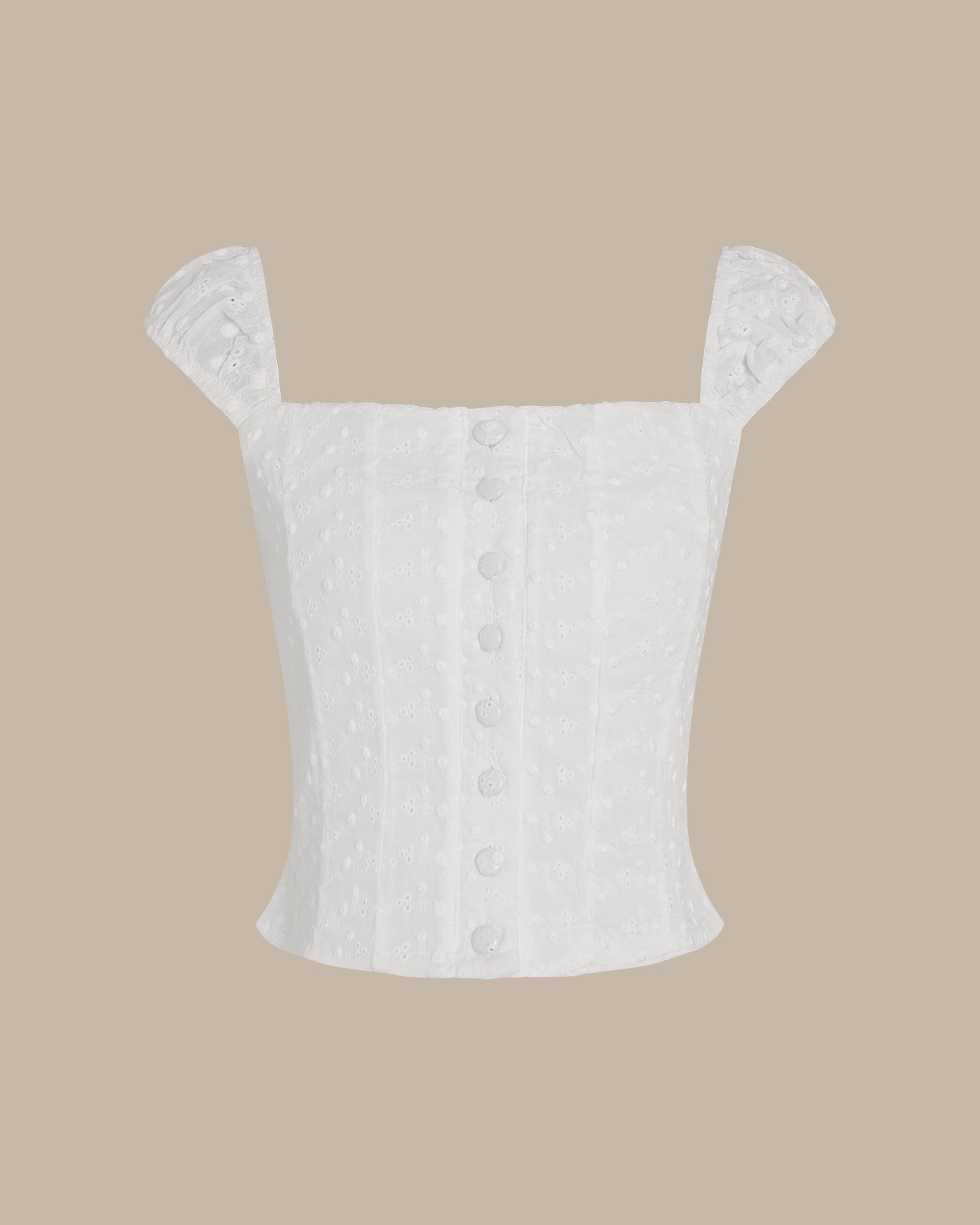 Weißes, geblümtes gerafftes Tanktop