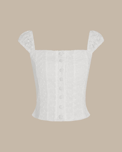 Weißes, geblümtes gerafftes Tanktop